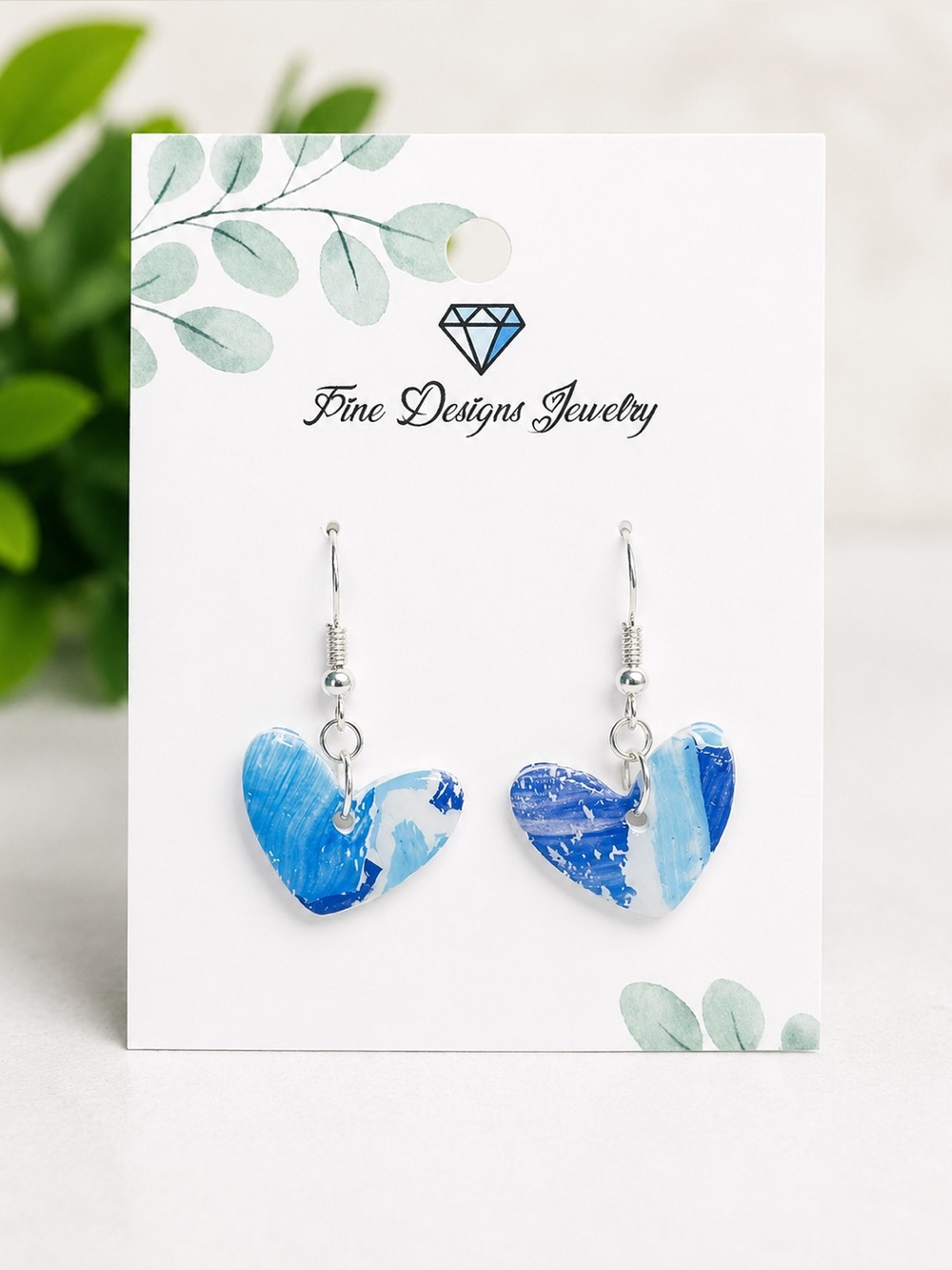 Deep Blue Heart Earrings